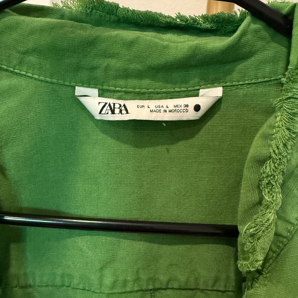 ZARA Green Button-Up Shirt Jacket (size L) - Picture 3 of 4